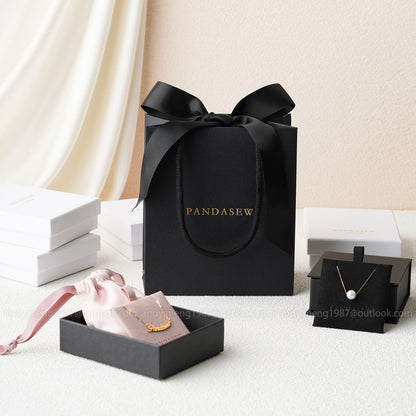 50pcs A1S 5x3x6 inches Paper bag custom jewelry package bag with Logo personalized logo Paper gift Bag Black STB-176