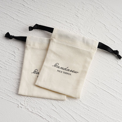 cotton canvas drawstring bags with black printed logo, pure cotton fabric bag