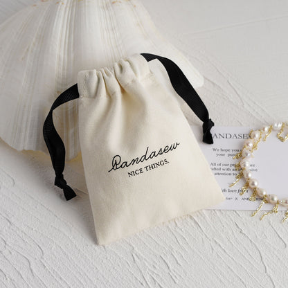 cotton canvas drawstring bags with black printed logo, pure cotton fabric bag