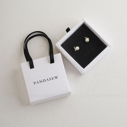 50pcs 10*10*3.5cm Tote Jewelry Paper Box Pandasew Custom Logo Free Shipping BXt-143