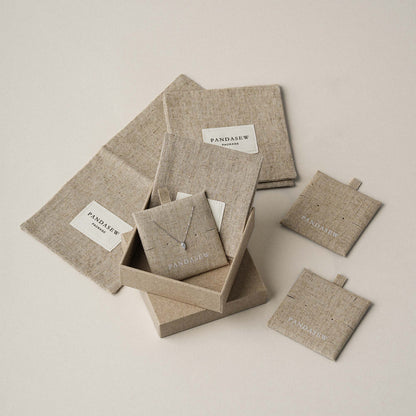 50 sets linen bags with pads set, jewellery packaging ideas custom earring necklace bracelet package ZH-155