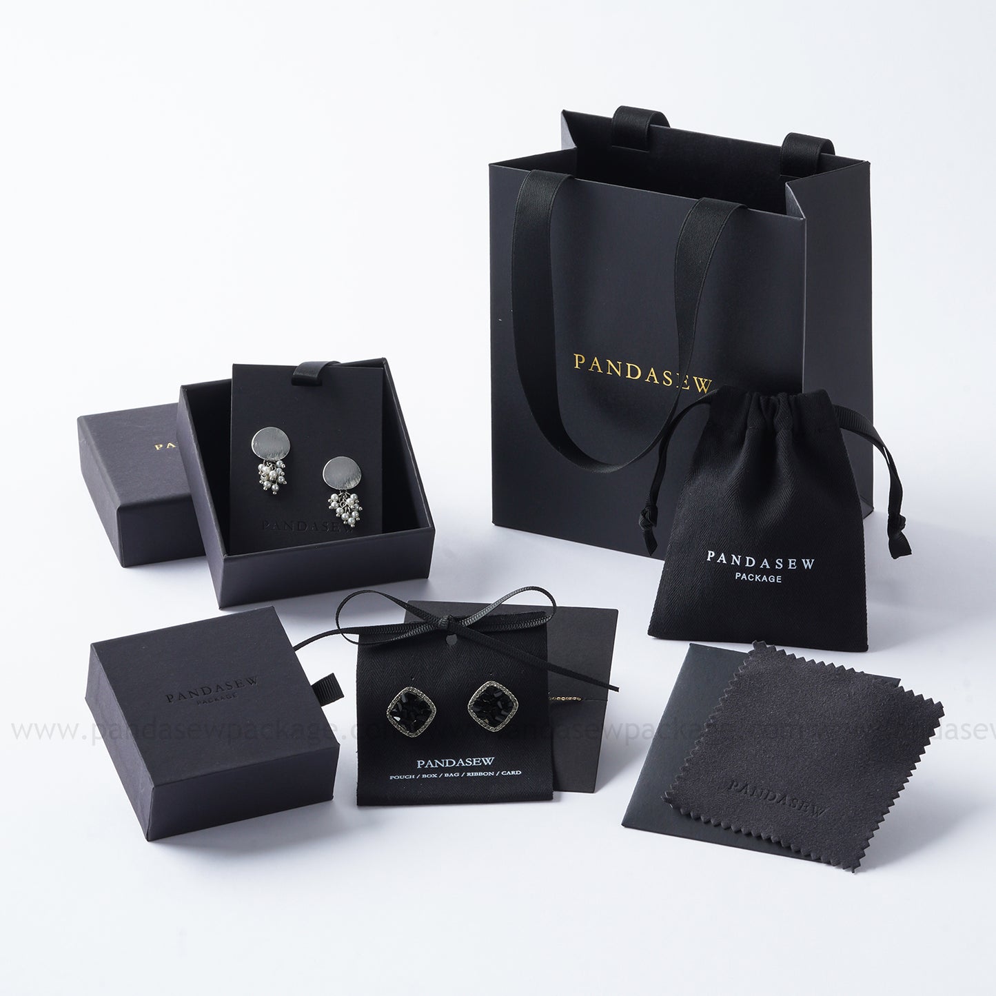 jewelry box with bag set, black jewelry package