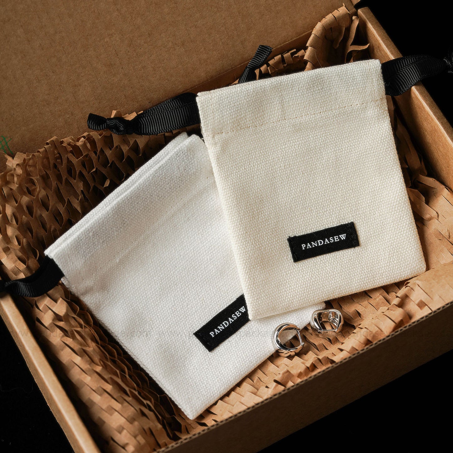 personalized white canvas bag with jewelry box set, very thick cloth bag