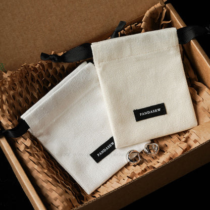 personalized white canvas bag with jewelry box set, very thick cloth bag