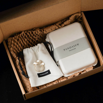 personalized white canvas bag with jewelry box set, very thick cloth bag