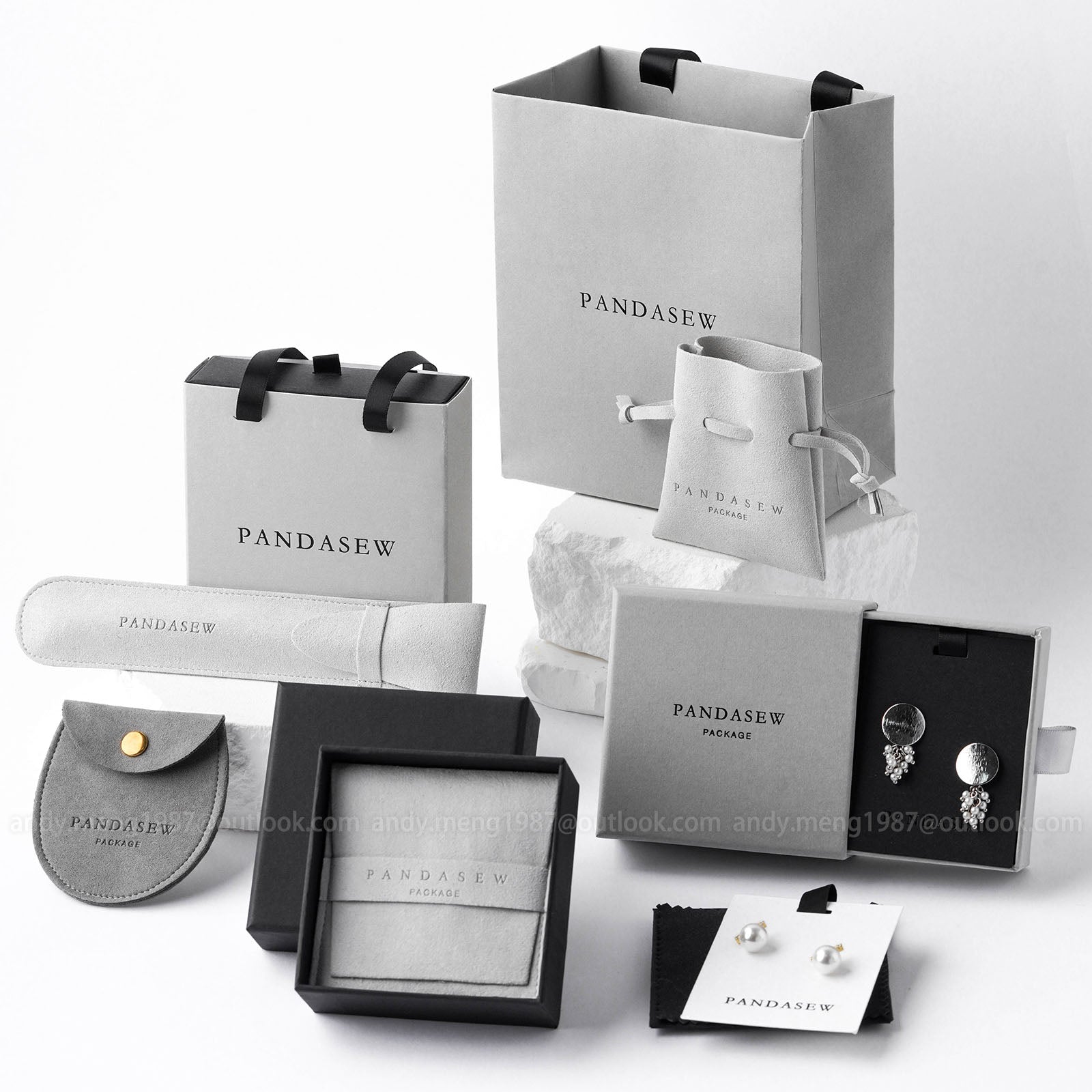 jewelry box with bag set, gray set