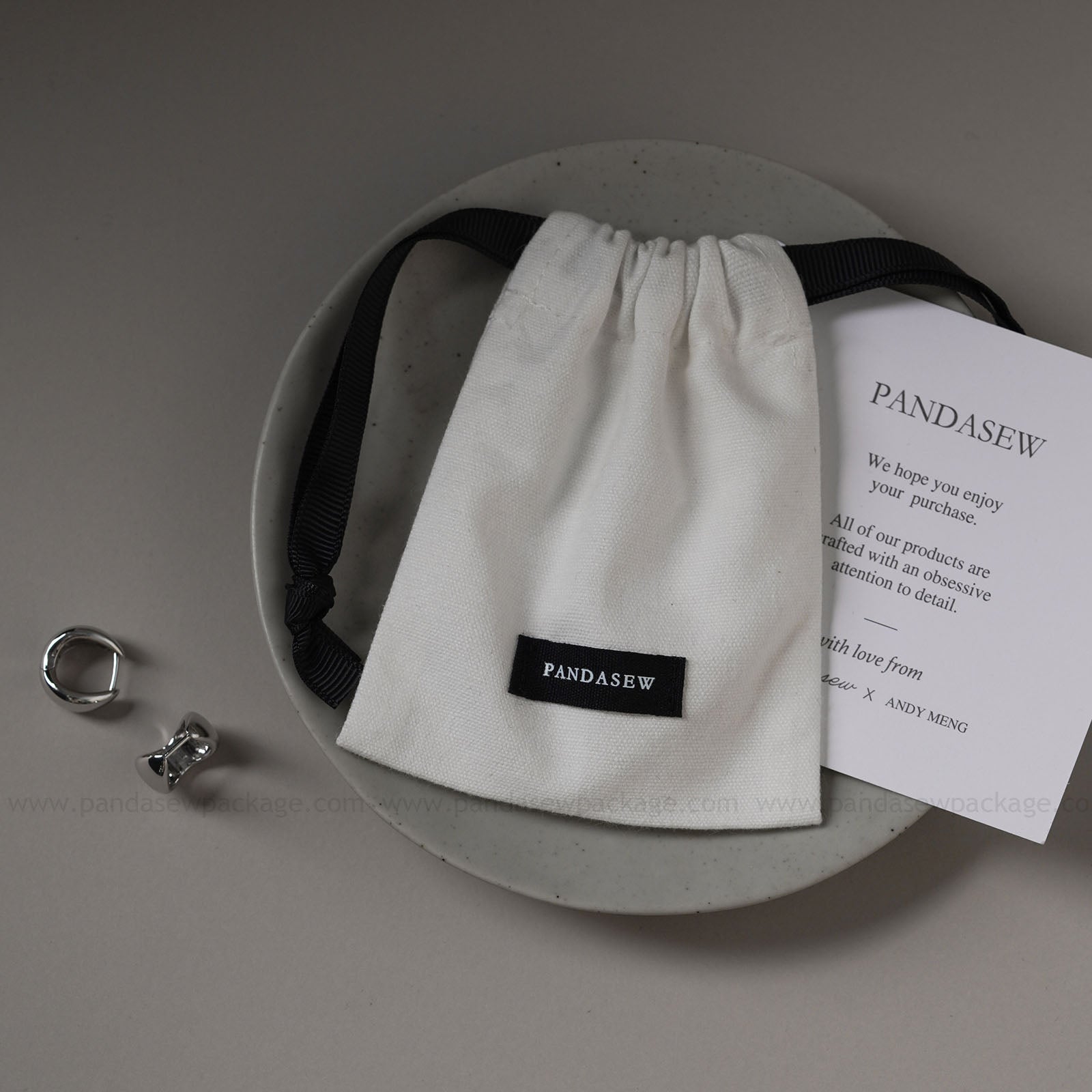 white cloth bag 8x10cm drawstring bag, with logo printing on bag