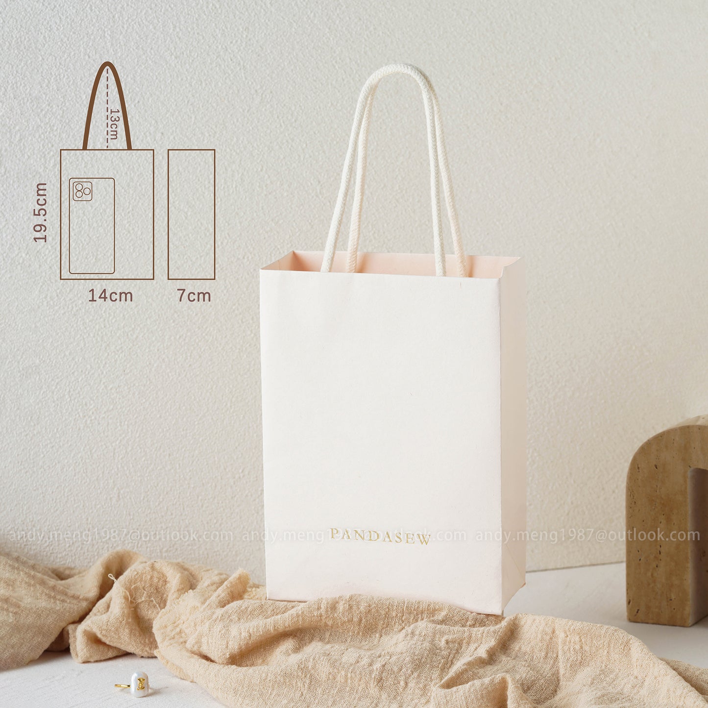 14x19cm paper bags with cotton handles