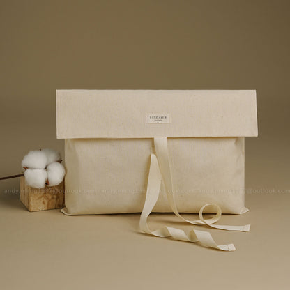 50pcs Beige Cotton Flap Bag double Layers envelope Bag with wide String & tag Handmade Package Bag,Cloth,Storage Bag Customize HBM-501