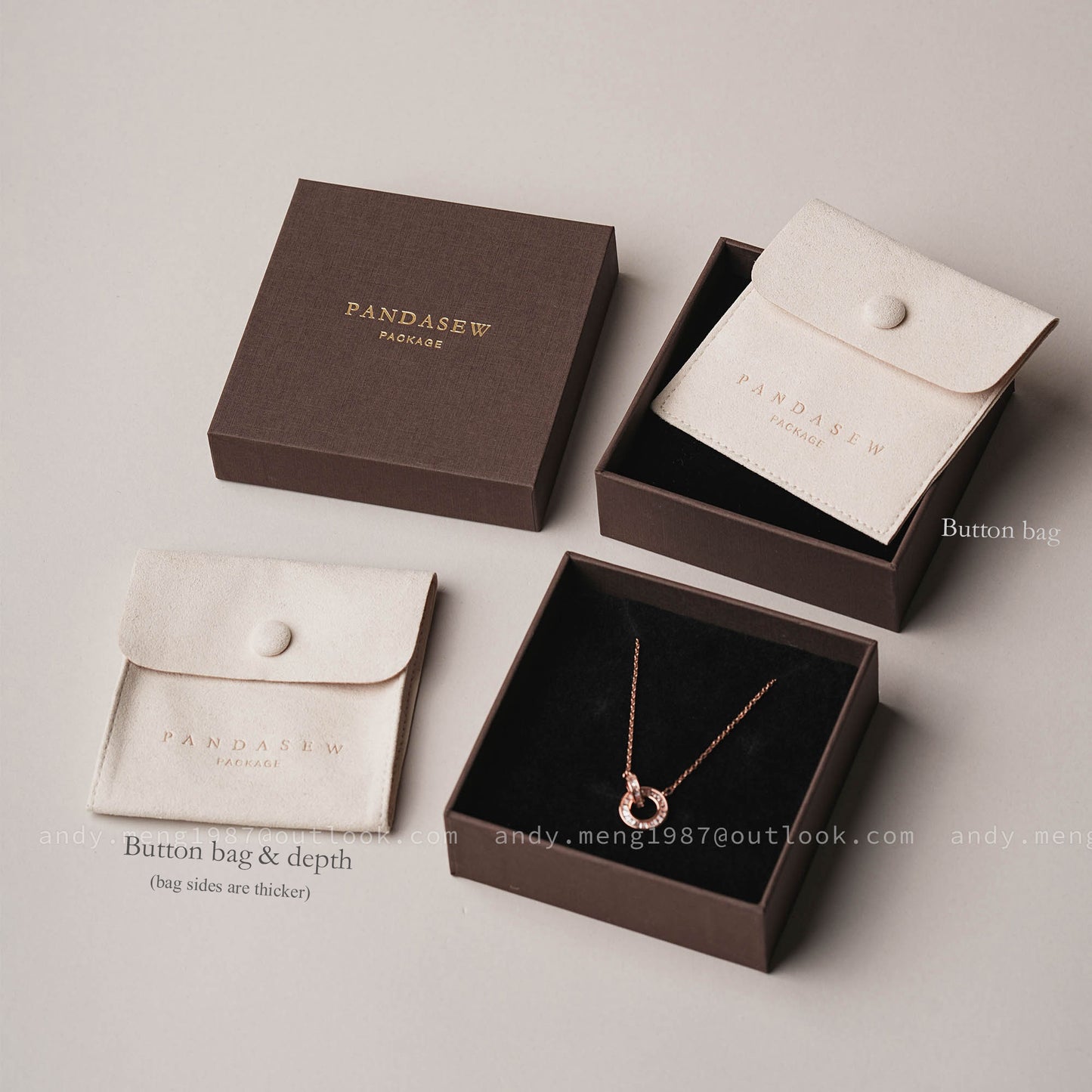 coffee jewelry box with jewelry bag set