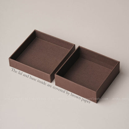 Lid and base box, the inside are also brown paper covered