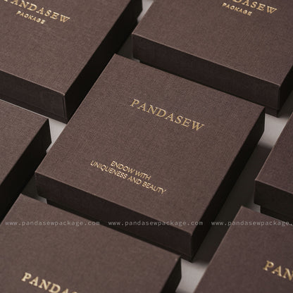 Texure jewelry box in brown with gold hot stamping logo