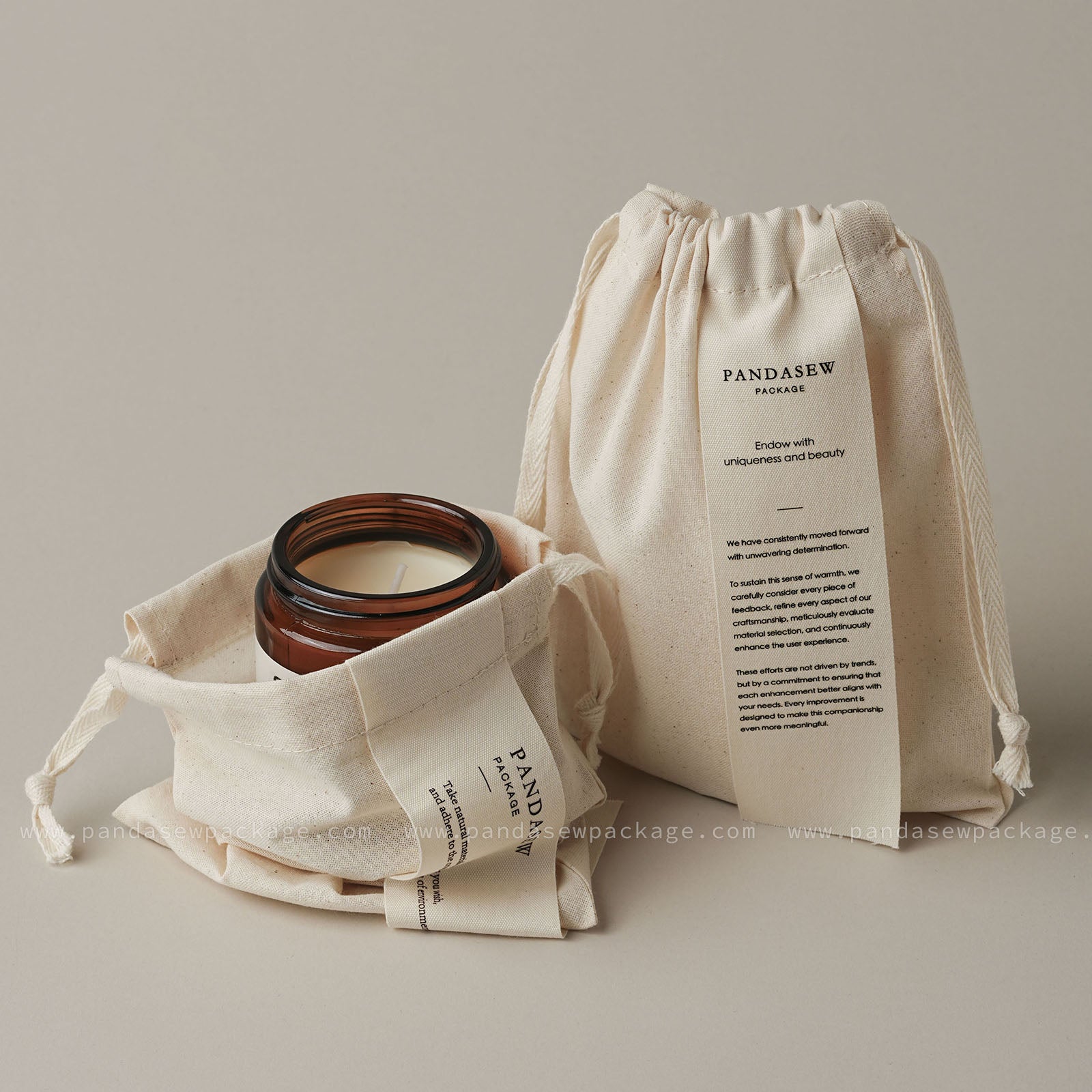 Pandasew candles bag, handmade pouch