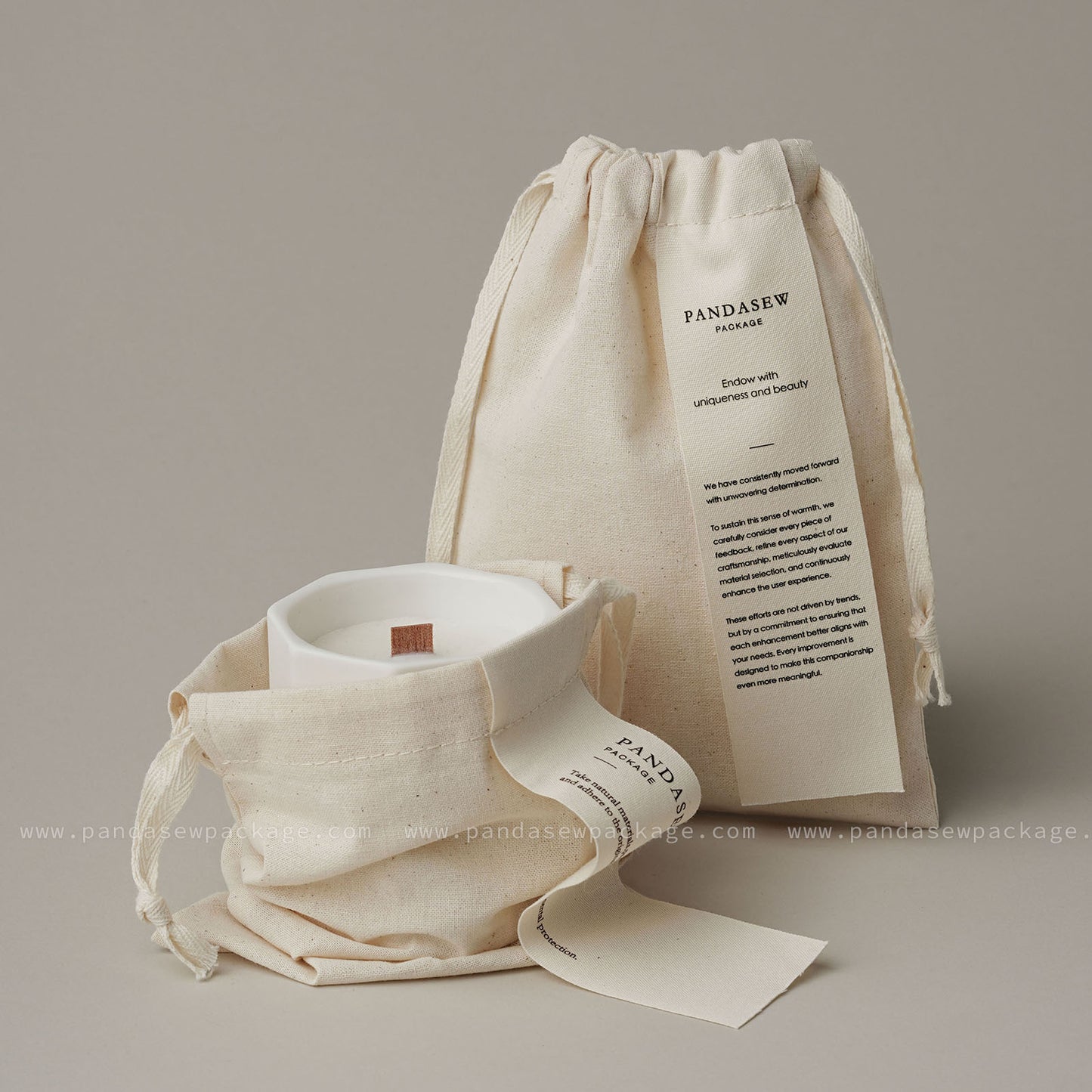 Pandasew candles bag, handmade pouch