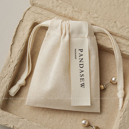 Pandasew jewelry cotton pouch with logo printing on label