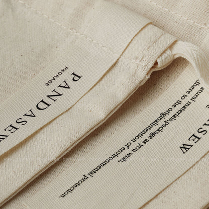 Pandasew label printing, custom logo and text on packaging