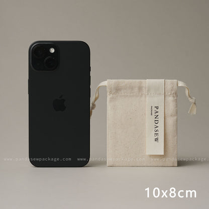 Pandasew jewelry cotton pouch with logo printing on label