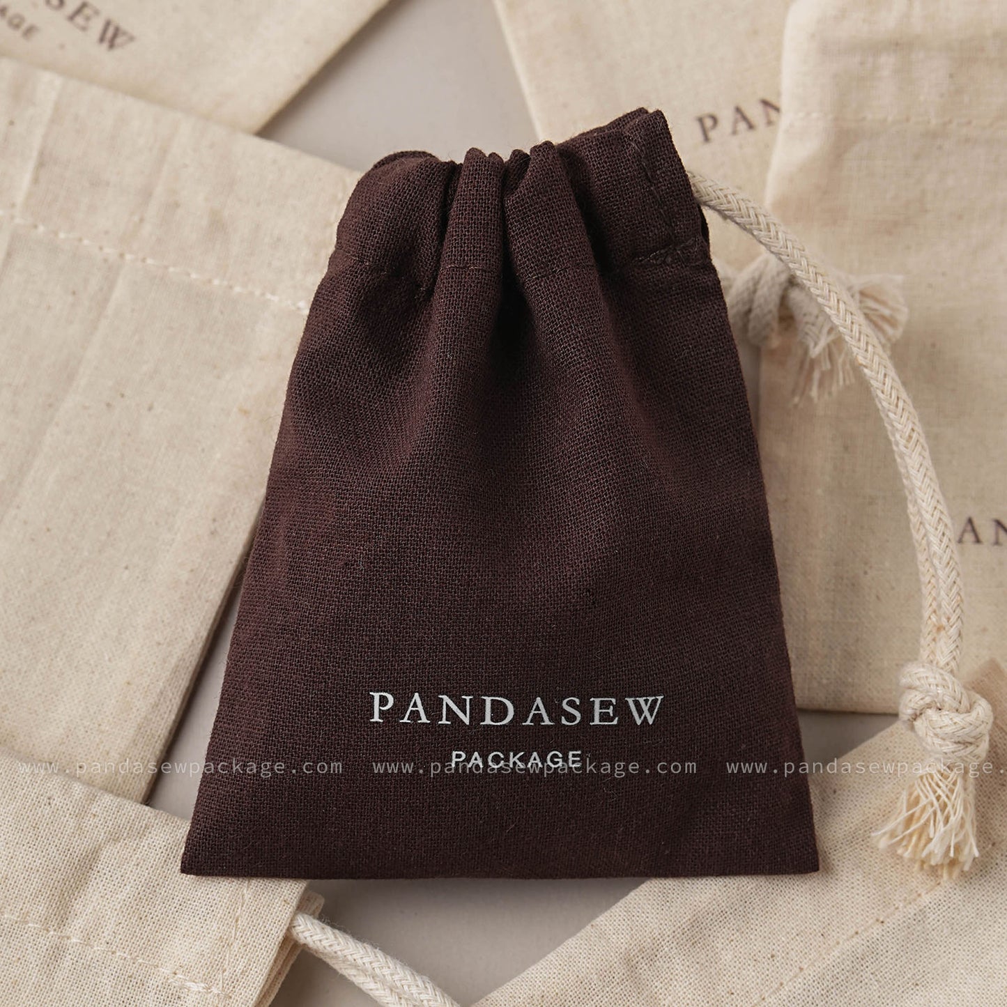 minimalist cotton drawstring bag with cotton drawstring