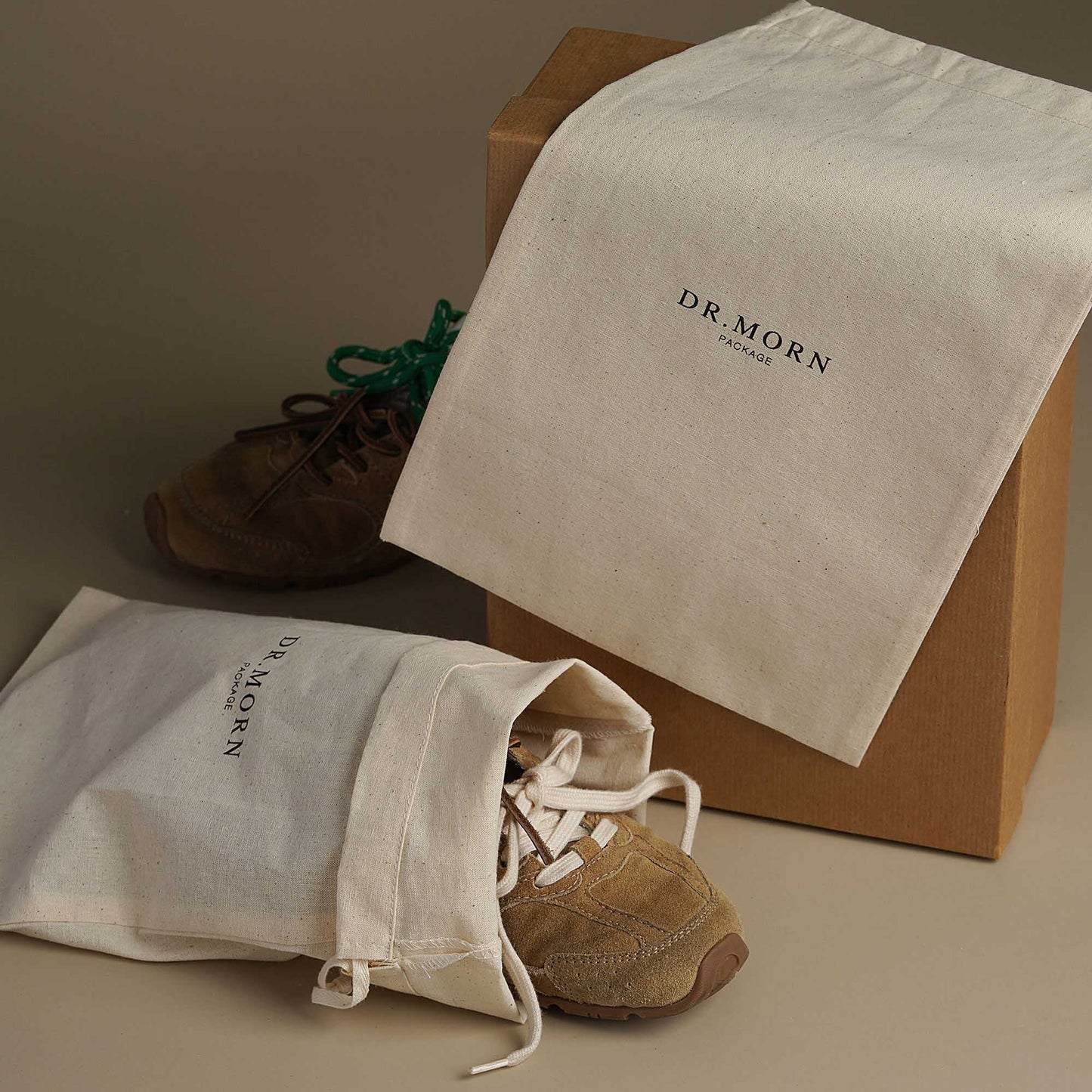 50pcs Beige Cotton Drawstring Bag Custom Logo Shoes Bags Dust bagHBM-103