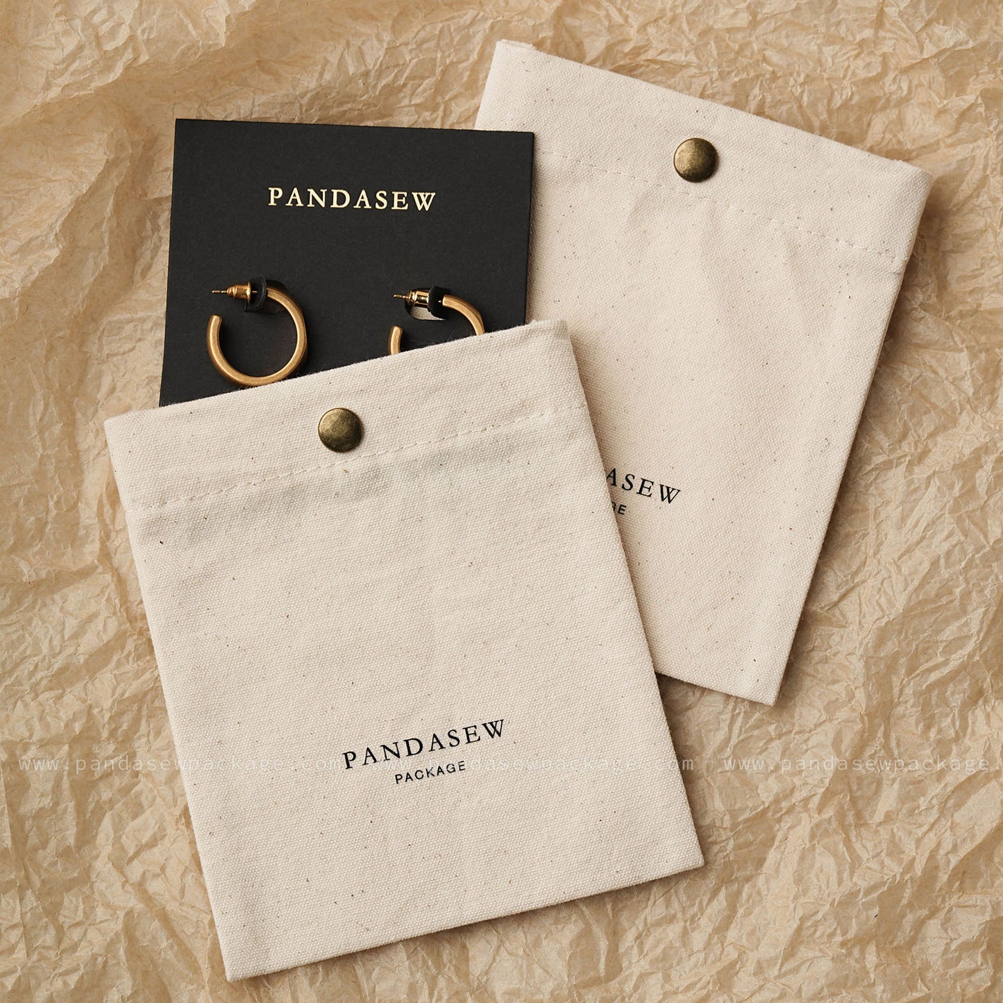 Pandasew jewelry cotton pouch with necklace card