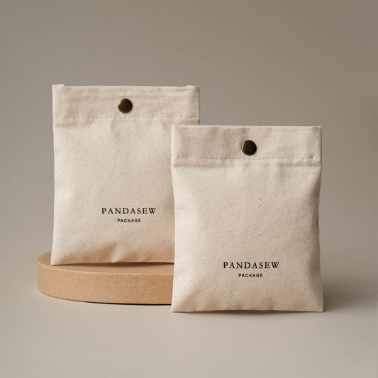 Pandasew cotton pouch button bag with printing