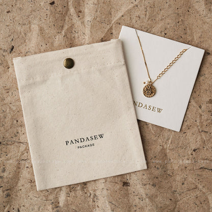 Pandasew jewelry cotton pouch with necklace card
