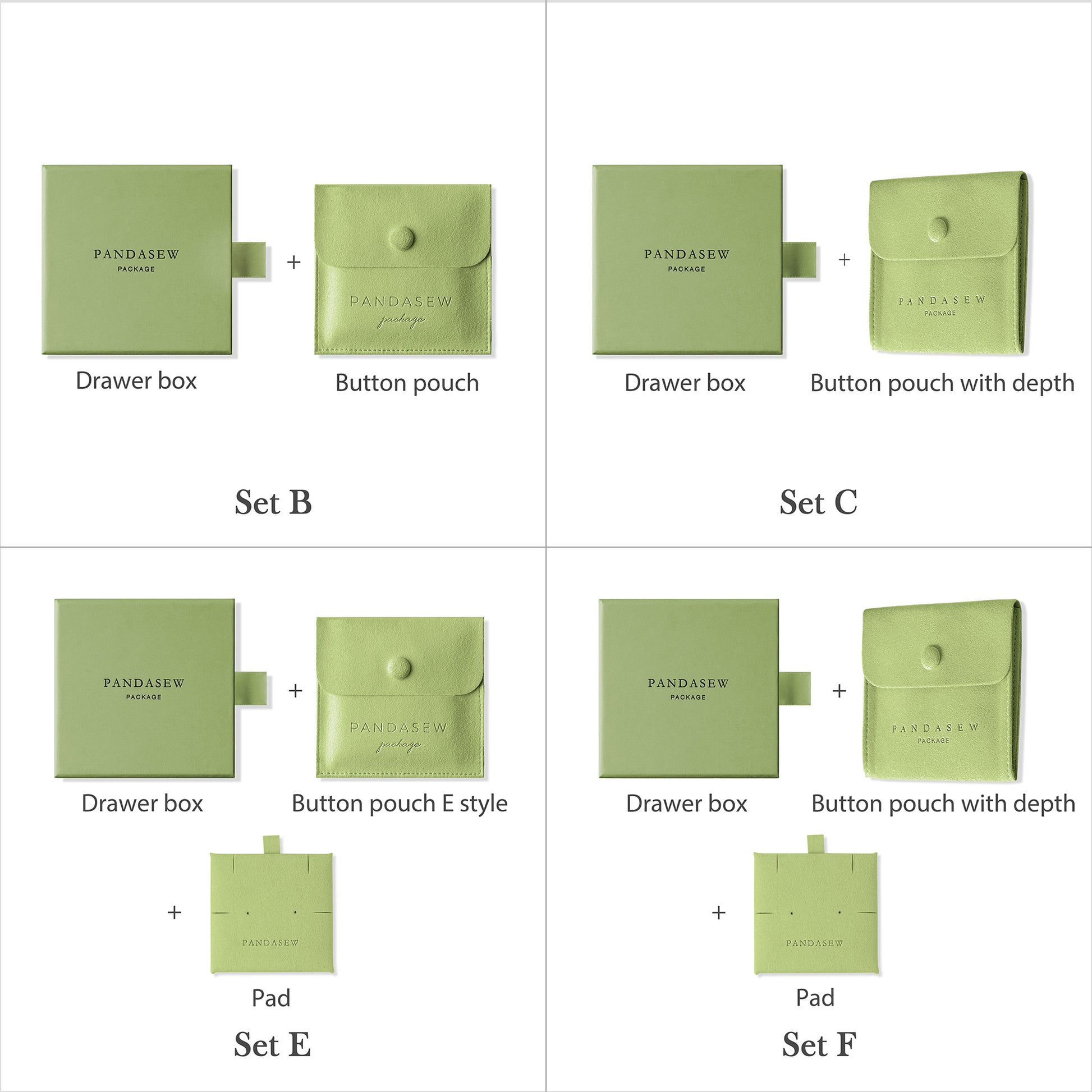 custom green jewelry box with pouch set