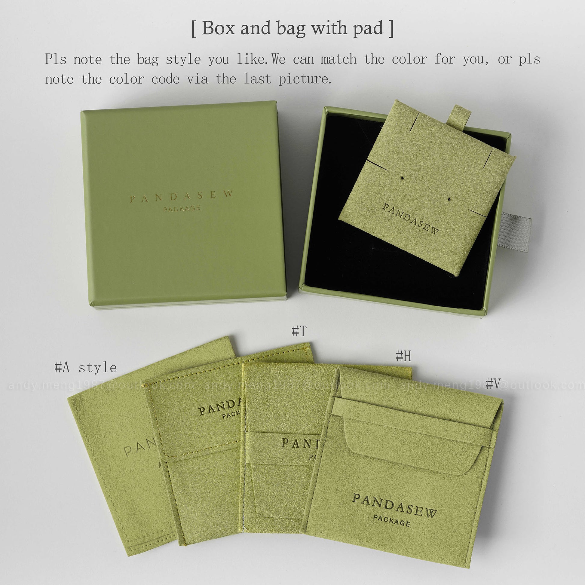 custom green jewelry box with pouch set