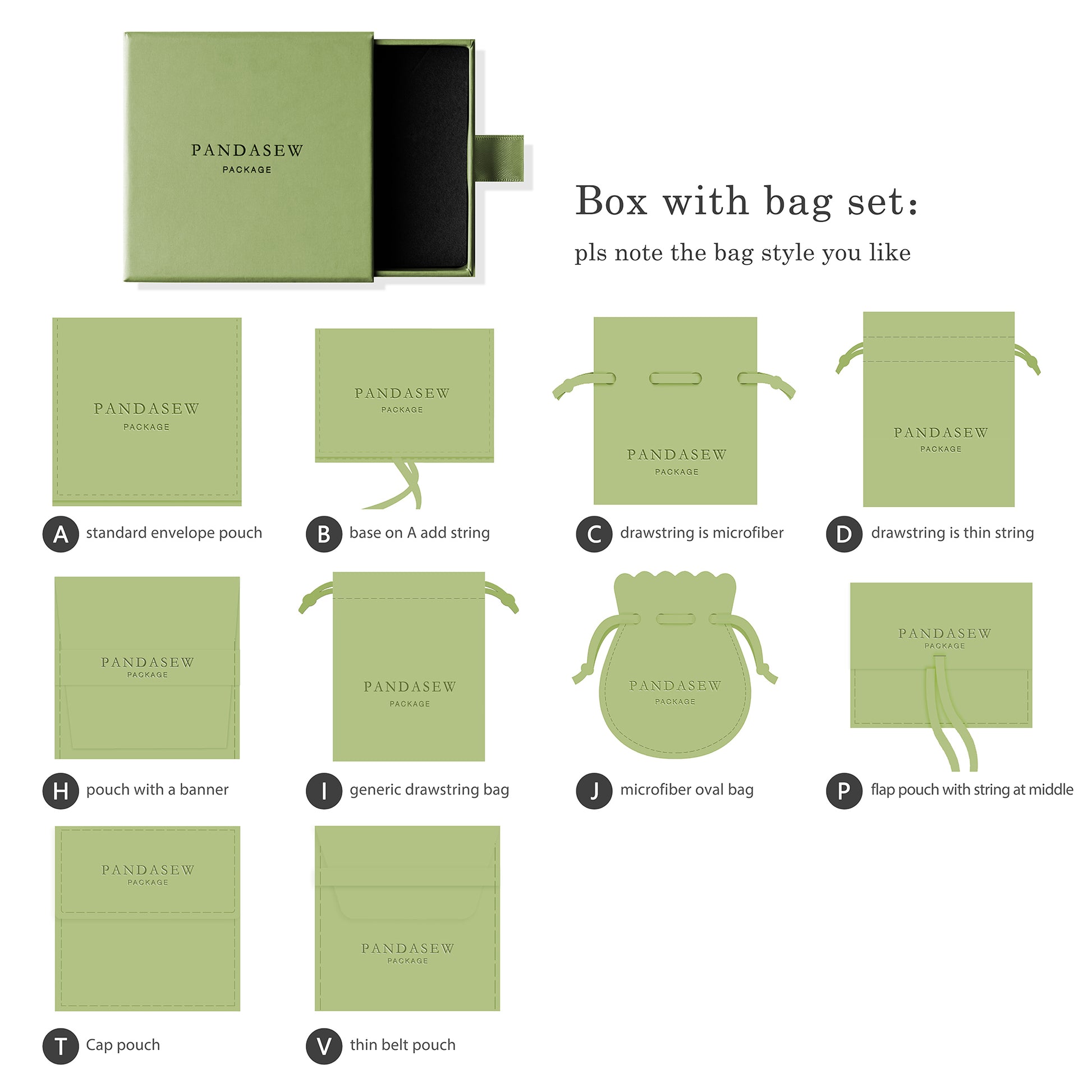 custom green jewelry box with pouch set