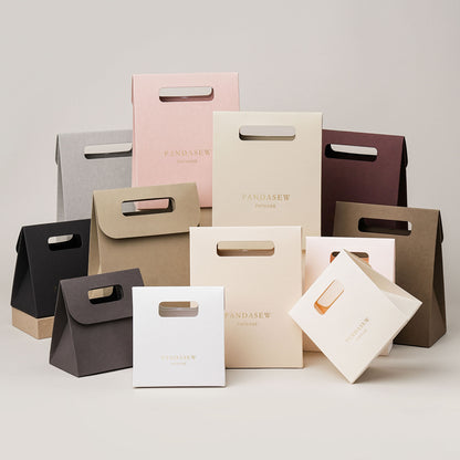 50pcs Customize Paper bag gift package bag with personalized logo wedding bag  Flat Packing STB-002