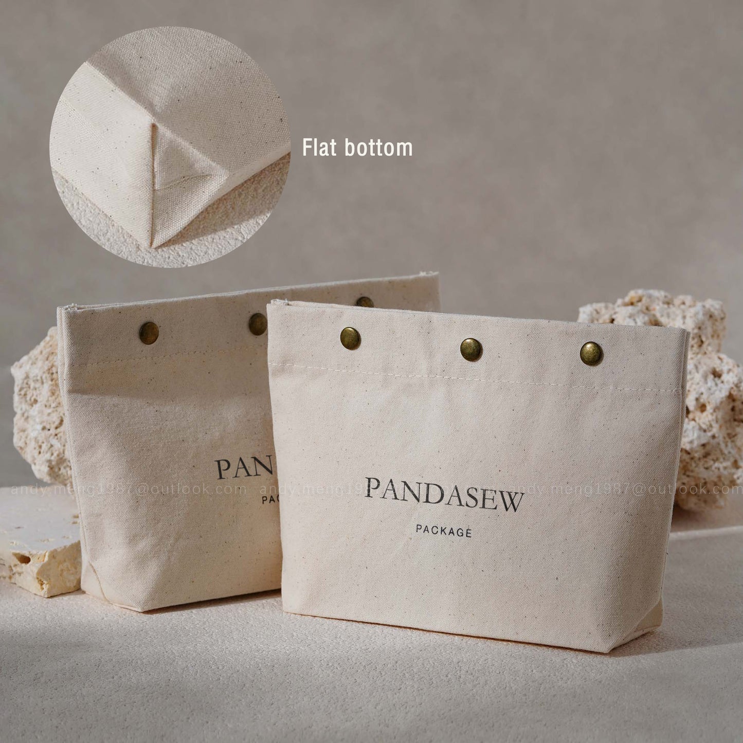 100pcs Custom Snap Cotton Bag flat bottom Gift Packaging: Rigid and Well-tailored B3M-123