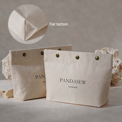 100pcs Custom Snap Cotton Bag flat bottom Gift Packaging: Rigid and Well-tailored B3M-123