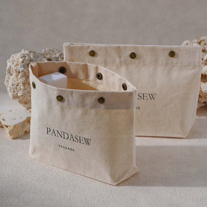 100pcs Custom Snap Cotton Bag flat bottom Gift Packaging: Rigid and Well-tailored B3M-123