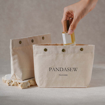 100pcs Custom Snap Cotton Bag flat bottom Gift Packaging: Rigid and Well-tailored B3M-123