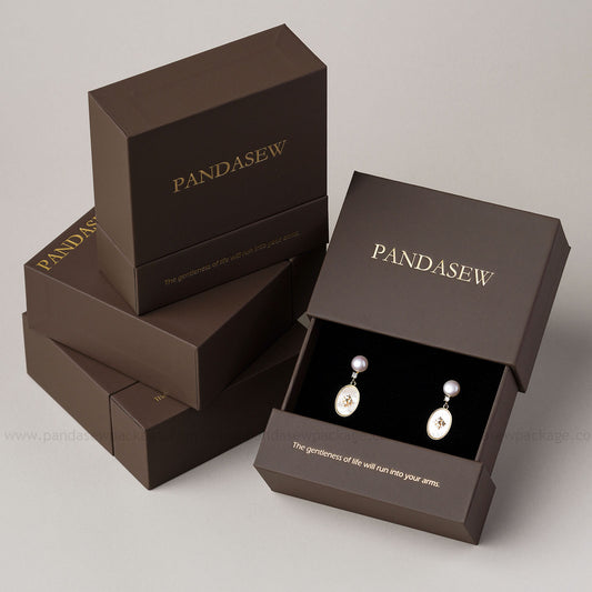 50pcs 9x9x3.5cm jewelry packaging custom jewellery box print logo, chic drawer box for necklace ring, Pandasew high texture cardboard box BX-150
