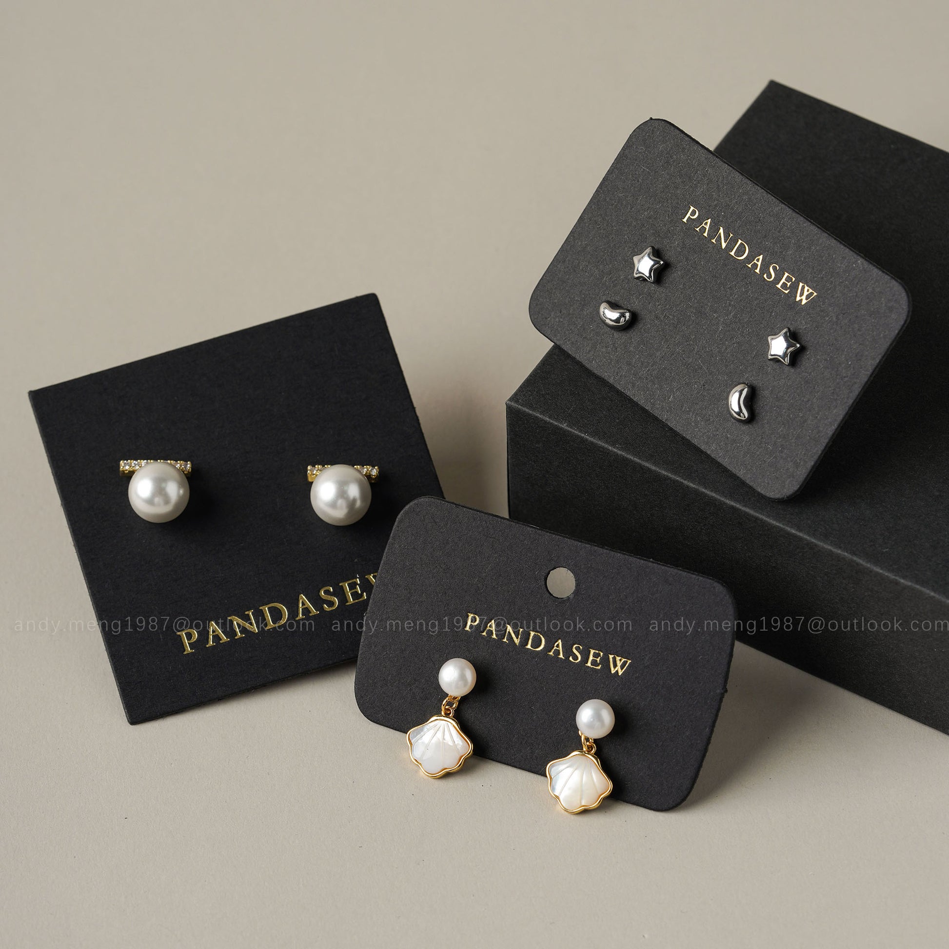 Pandasew black jewellery box with earring card