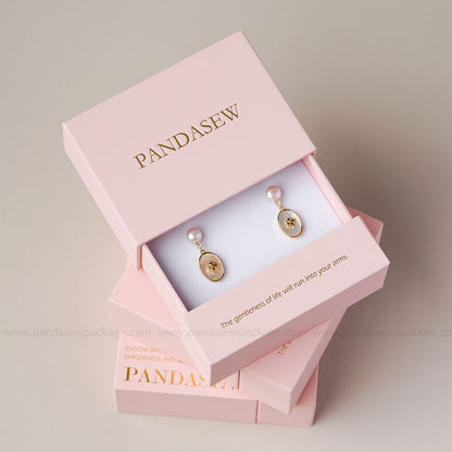 50pcs 9x9x3.5cm jewelry packaging custom jewellery box print logo, chic drawer box for necklace ring, Pandasew high texture cardboard box BX-150