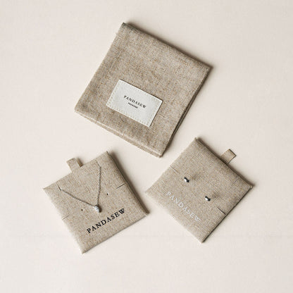 50 sets linen bags with pads set, jewellery packaging ideas custom earring necklace bracelet package ZH-155