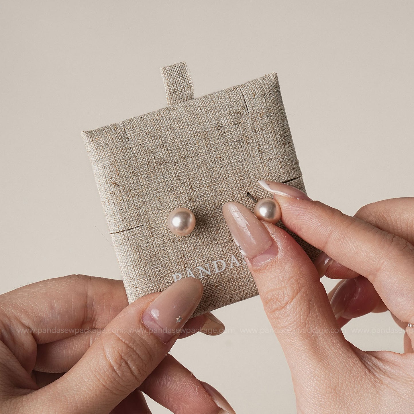 50 sets linen bags with pads set, jewellery packaging ideas custom earring necklace bracelet package ZH-155