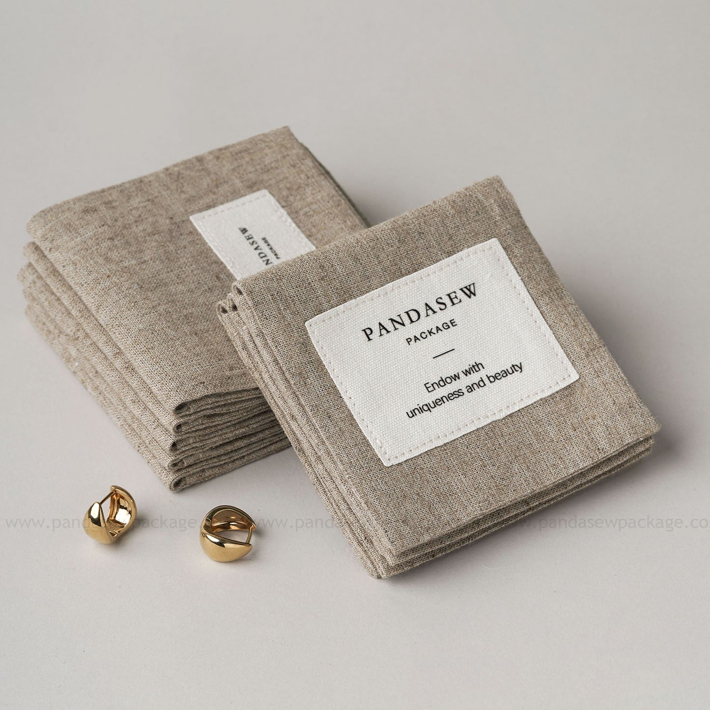 8x8cm linen envelope bag with label customized