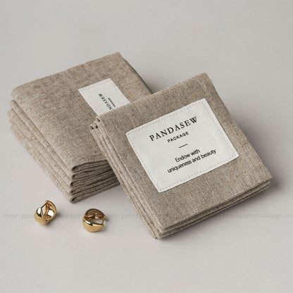 8x8cm linen envelope bag with label customized