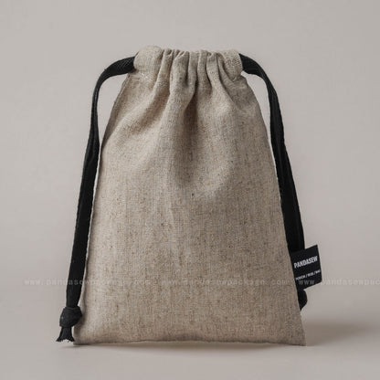 100pcs Linen Drawstring Bag Custom Logo on Label Jewelry Package Gift Bag LN-115