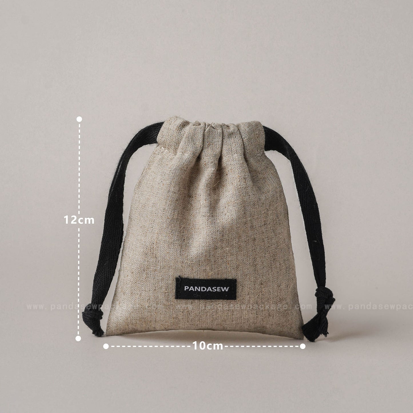 100pcs Linen Drawstring Bag Custom Logo on Label Jewelry Package Gift Bag LN-115