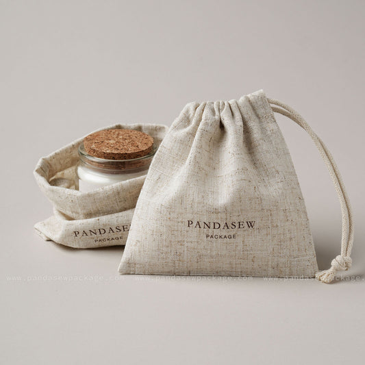 100pcs Bamboo Linen Drawstring Jewelry Package Custom Logo produce any size bag LN-114