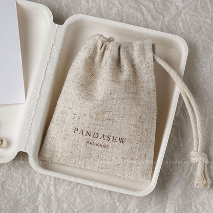 100pcs Bamboo Linen Drawstring Jewelry Package Custom Logo produce any size bag LN-114