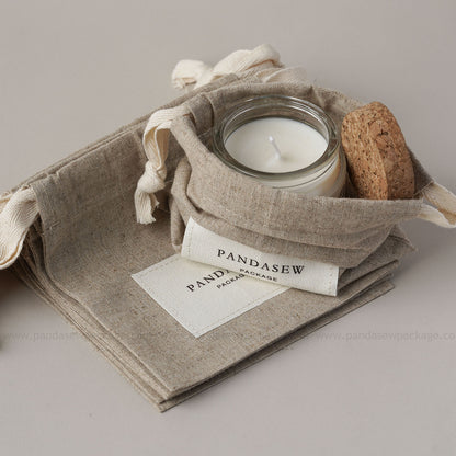 candles storage linen drawstring bag