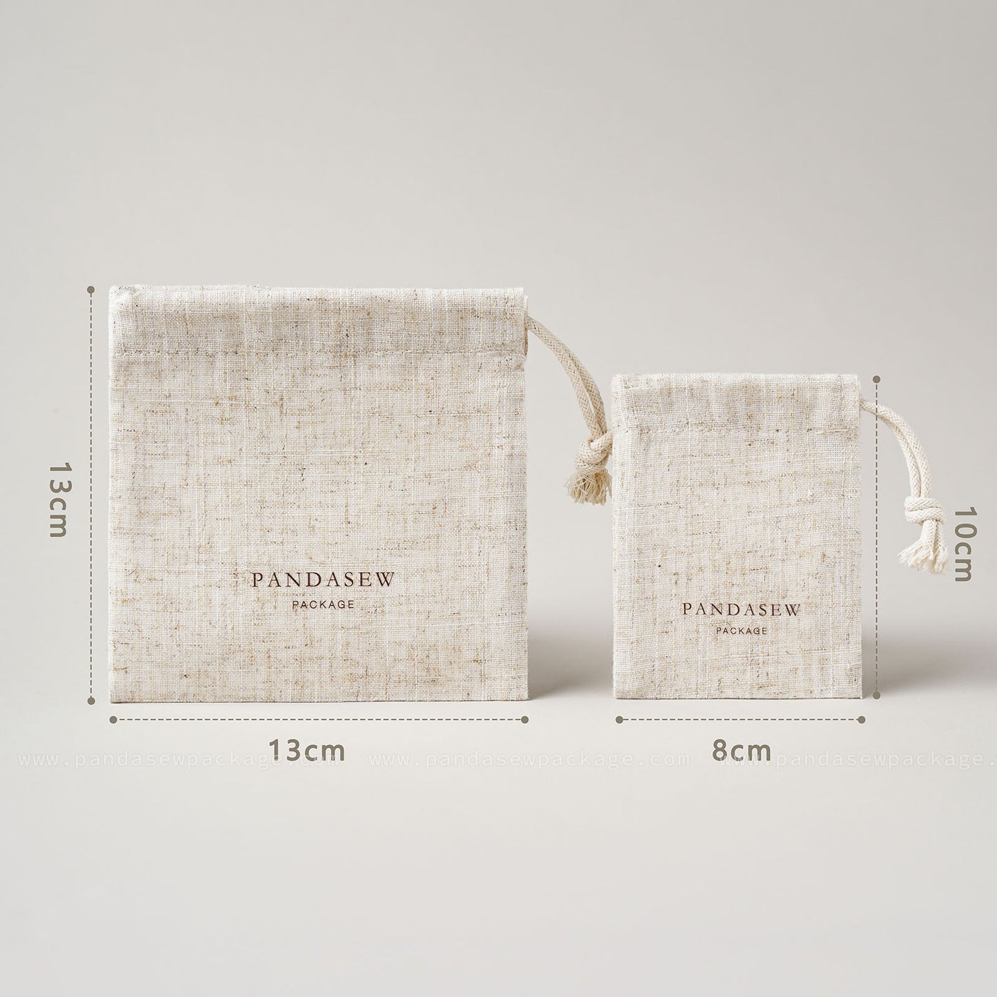 100pcs Bamboo Linen Drawstring Jewelry Package Custom Logo produce any size bag LN-114