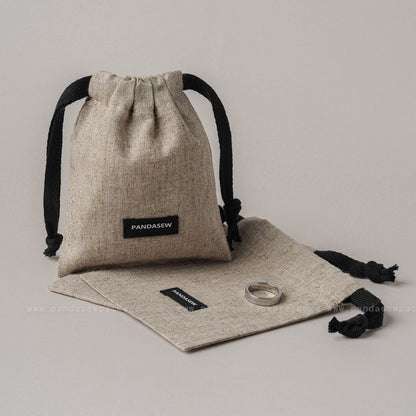 100pcs Linen Drawstring Bag Custom Logo on Label Jewelry Package Gift Bag LN-115