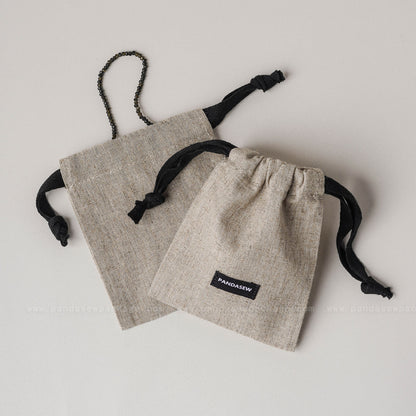 100pcs Linen Drawstring Bag Custom Logo on Label Jewelry Package Gift Bag LN-115