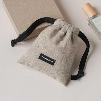 100pcs Linen Drawstring Bag Custom Logo on Label Jewelry Package Gift Bag LN-115